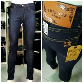 กางเกงยีนส์ทรงเดฟ ผ้ายืดสีเข้ม ไม่แต่งขาด LVIS CLUB DENIM LX119