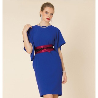 LOfficiel Business Dress Colorful เดรสลอฟฟิเซียล ชุดแซกยาว ผ้าโพลีเอสเตอร์ สีฟ้า (FQ27BU)