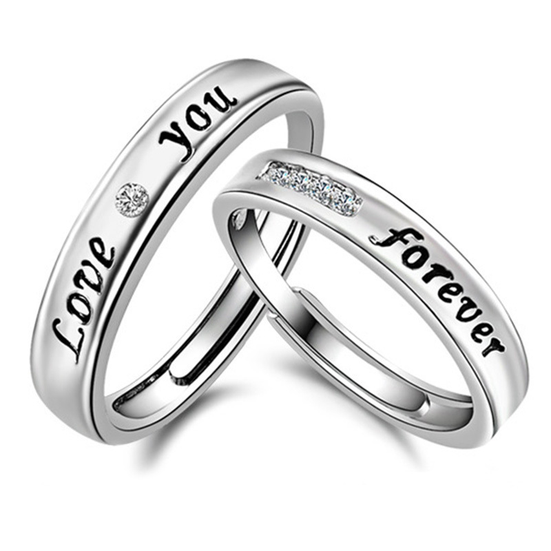 ภาพหน้าปกสินค้ารักคุณตลอดไปแหวน/925แหวนเงิน/คู่เพชรแหวน/ชายและหญิงแหวนแต่งงาน