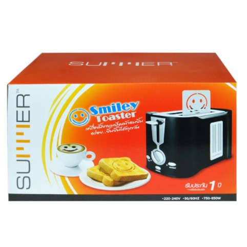 ส่งฟรี-summer-เครื่องปิ้งขนมปังอมยิ้ม-summer-smiley-toaster-สีดำ-ระบบ-ป๊อบอัพ-รับประกัน-6-เดือน