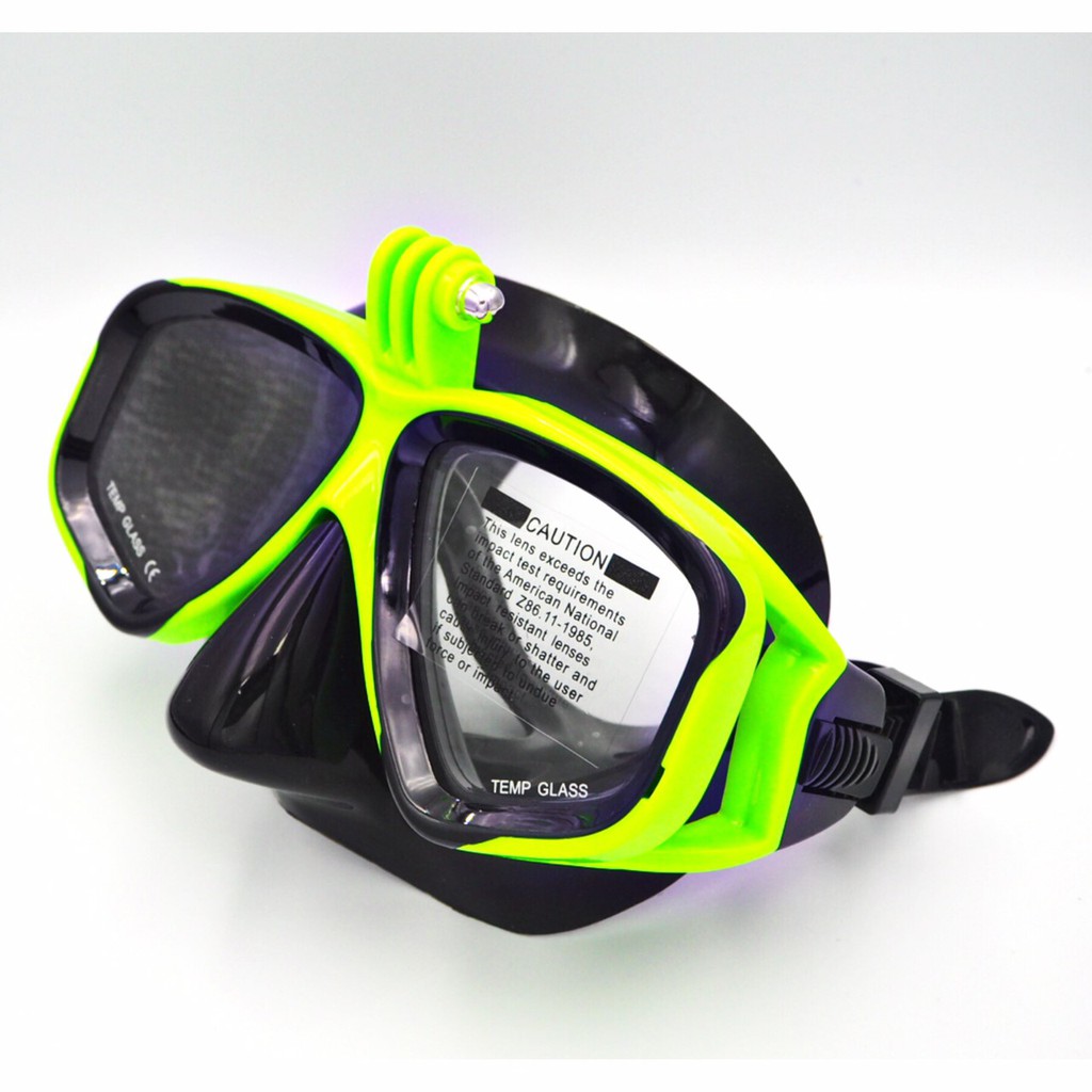 หน้ากากดำน้ำ-แว่นตาดำน้ำ-ป้องกันน้ำเข้า-100-ติดกล้องแอ็คชั่นได้-แบบที่2-เขียว-แดง