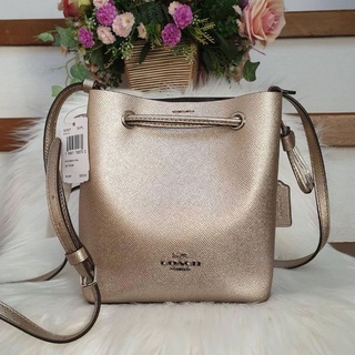 🎀 (สด-ผ่อน) กระเป๋าสะพาย ทรงขนมจีบ สีแพลตตินั่ม COACH 87817 LENA CROSSBODY