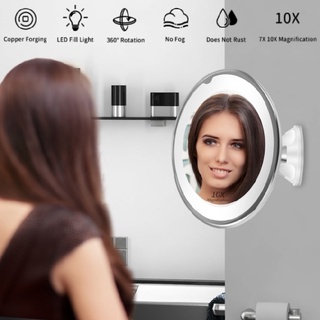 ภาพหน้าปกสินค้า10X Magnifying Makeup Mirror with LED Light 360° Spin Suction Cup Bathroom ที่เกี่ยวข้อง