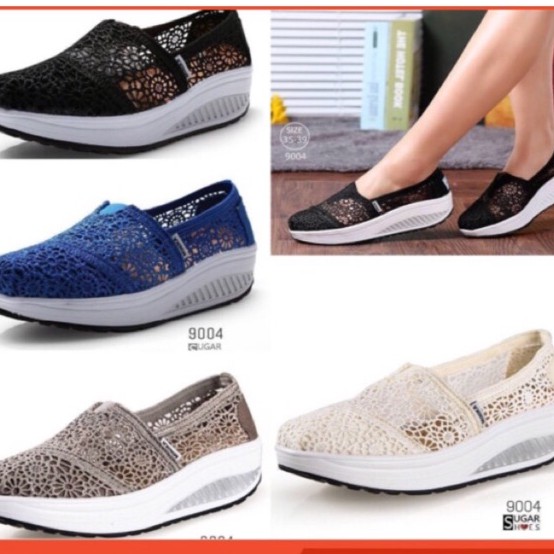 พร้อมส่ง-รองเท้าเพื่อสุขภาพผ้าลูกไม้-ยืดหยุ่นดี-เราสั่งจากโรงงานผลิตโดยตรง-ผ้าลูกไม้โปร่งใส่สบาย-ระบายอากาศ