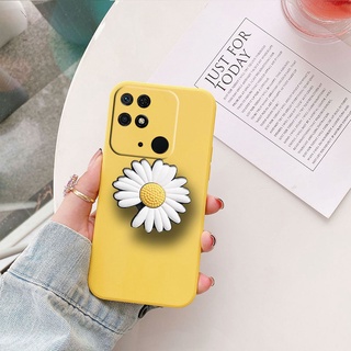 เคสโทรศัพท์ Xiaomi Redmi 10C / 10 2022 New Phone Cell Case TPU Soft Handphone Casing With Daisy Yellow Flower Stand Holder Girls เคส Redmi10C 10 C Back Cover