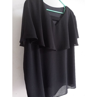 *รหัสส096 เสื้ออก50นิ้ว เสื้อสีดำ ผ้าชีฟองเนื้อทราย มีซับใน plus size