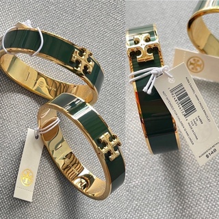 🎀 (สด-ผ่อน) กำไลข้อมือ Shop สีเขียว 64889 TORY BURCH KIRA ANAMEL 14 mm CROSS BRACELET