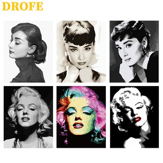 DROFE 【ขนาด : 50X40 ซม】~ Monroe &amp; Hepburn และคอลเลกชันอื่น ๆ~ พร้อมส่งภาพระบายสีตามตัวเลขของขวัญDIY/ paint by number / บ้านตกแต่ง / ตามหมายเลข / ภาพวาด DIY/ จิตรกรรมดิจิทัล / การวาดภาพดิจิทัล