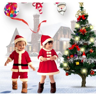 ชุดซานตาคลอสเด็กชายหญิง ชุดคริสมาสต์เด็กชายหญิง ชุดซานต้าเด็ก ชุดซานตี้เด็ก พร้อมหมวก