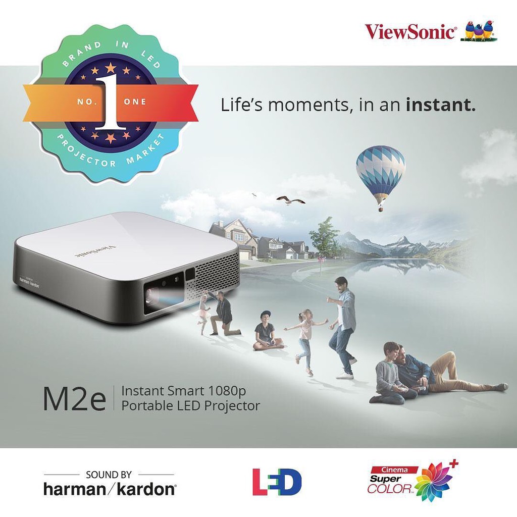 ภาพหน้าปกสินค้าViewsonic M2e Full HD 1080p Smart Portable LED Projector with Harman Kardon Speakers