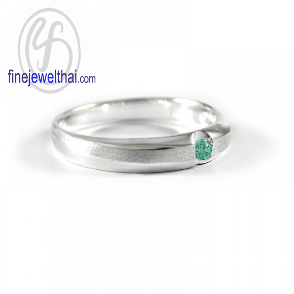 finejewelthai-แหวนมรกต-มรกต-แหวนเงินแท้-แหวนพลอย-พลอยประจำเดือนเกิด-emerald-silver-ring-r1247em