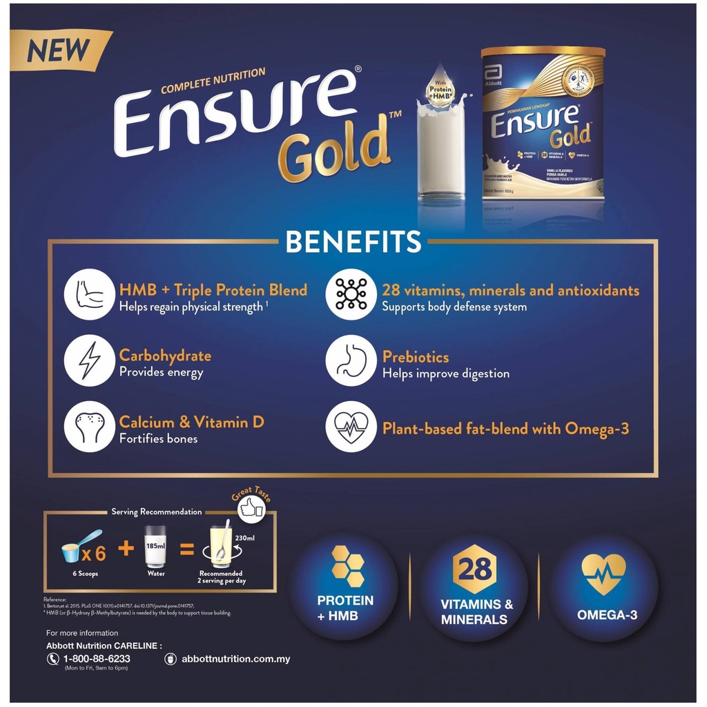 ภาพสินค้าEnsure Vanilla (Gold) นมผง เอนชัวร์ กลิ่นวานิลลา 400กรัม / 850กรัม จากร้าน luckyou_99 บน Shopee ภาพที่ 5