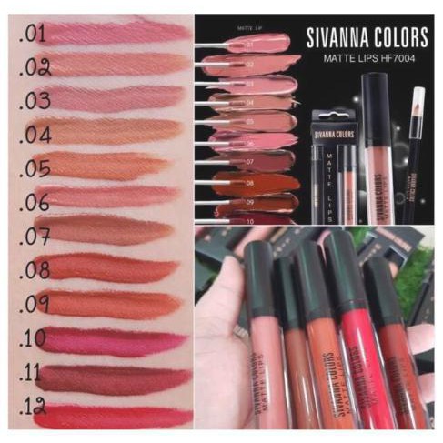 ภาพสินค้าHF7004 Sivanna Colors Matte Lip ซีเวียน่า 2in1 ลิปกลอส + ดินสอเขียนขอบปาก จากร้าน lottashop บน Shopee ภาพที่ 5