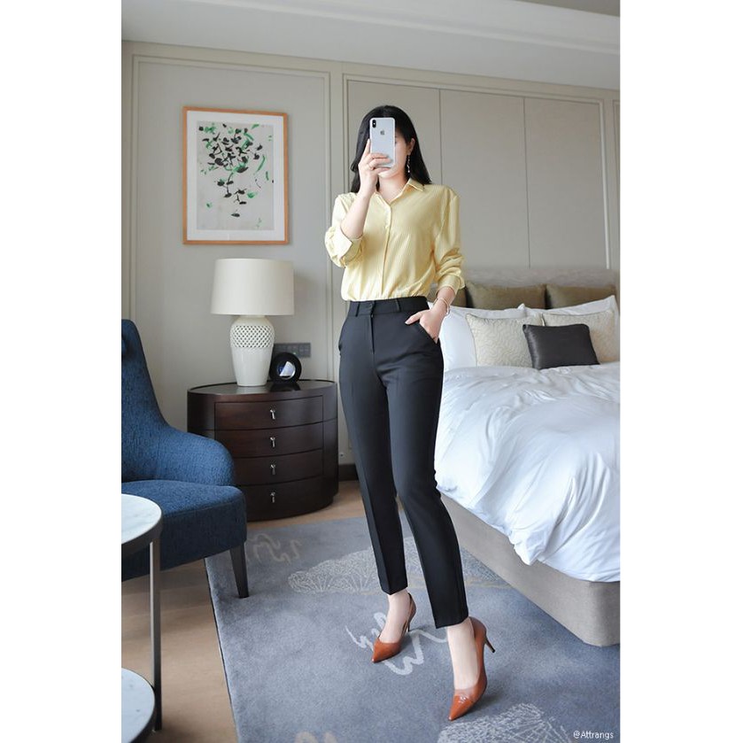 กางเกงเอวสูง-กางเกงสีดำ-กางเกงใส่ทำงาน-kuk-กางเกงผ้าเกาหลี-ผ้านาโนอย่างดี-6496643489