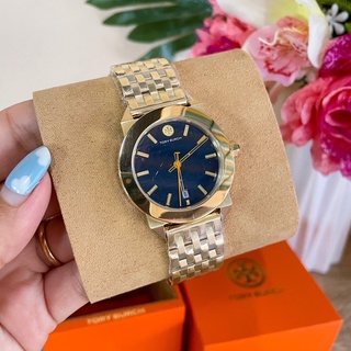 🎀 (สด-ผ่อน) นาฬิกา สีทอง 36 มิล TORY BURCH TBW8003 WHITNEY GOLD STAINLESS STEEL BLUE DIAL WOMENS WATCH