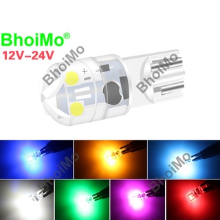 BhoiMo 2022 ใหม่ led DC24v T10 8SMD W5W 3030 รถตัวบ่งชี้สัญญาณ trunk light 168 192 โดมหางภายใน Side Wedge เปลี่ยนประตูอ่านแผนที่หลอดไฟด้านหลัง Park กว้างป้ายทะเบียนโคมไฟ auto รถจักรยานยนต์ถั่วลิสงรถยนต์ DC12v สีขาว