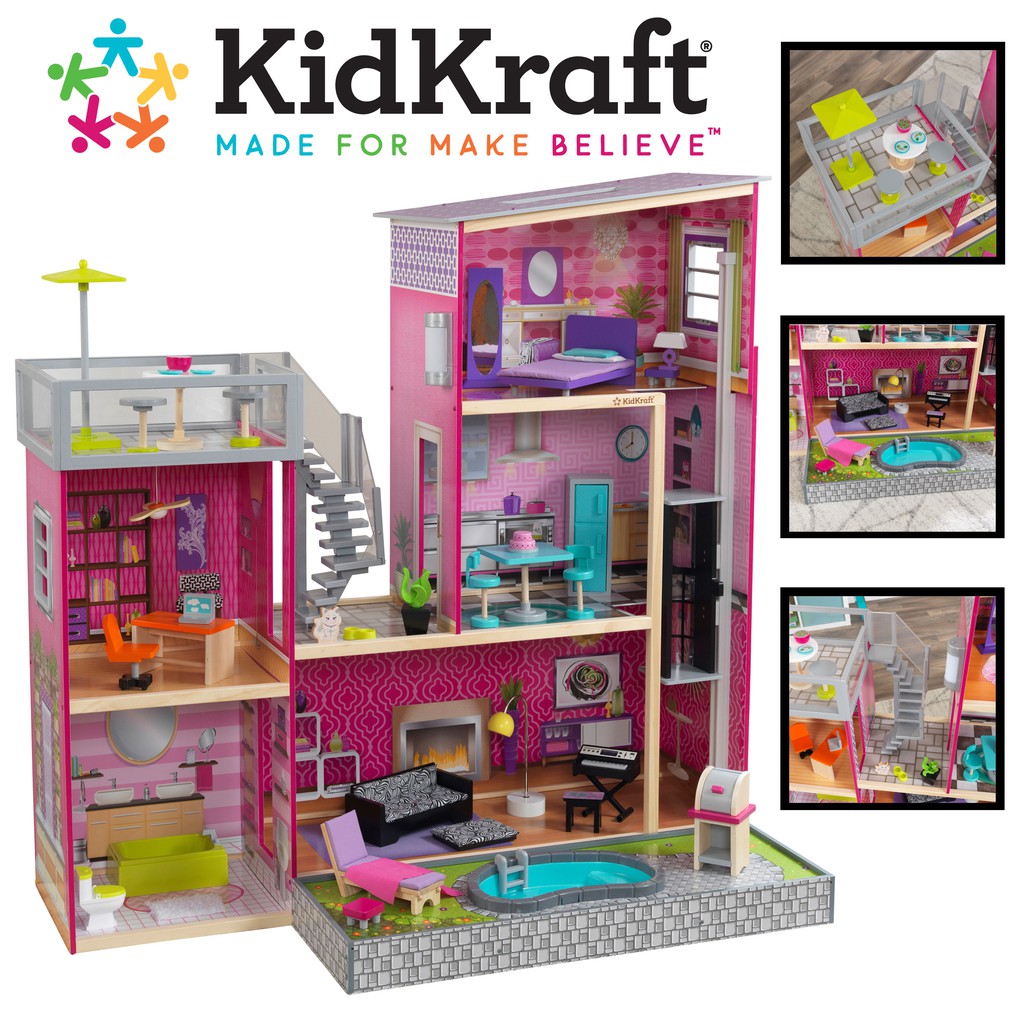 บ้านตุ๊กตา-kidkraft-uptown-wooden-dollhouse-with-35-pieces-of-furniture-ราคา-14-000-บาท