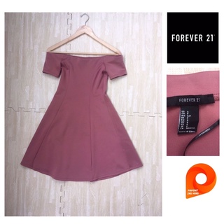 Forever 21 เดรสปาดไหล่สีชมพูกะปิ Size S อก 33” สภาพใหม่