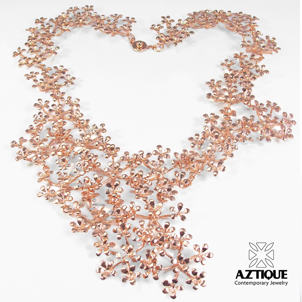 aztique-สร้อยคอ-สร้อยคอดอกไม้-flower-necklace-pendant-jewelry-gift-bs