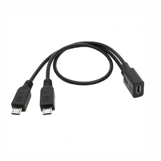 อะแดปเตอร์สายเคเบิ้ล USB Micro USB One Point Two v8 Female to Two Male Microusb 1 Point 2