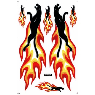 เปลวไฟ สติกเกอร์เปลวไฟ สติกเกอร์แต่งรถ ติดรถยนต์ รถมอเตอร์ไซค์ Flame sticker Sponsor Racing Stickers Size:27 x 18cm