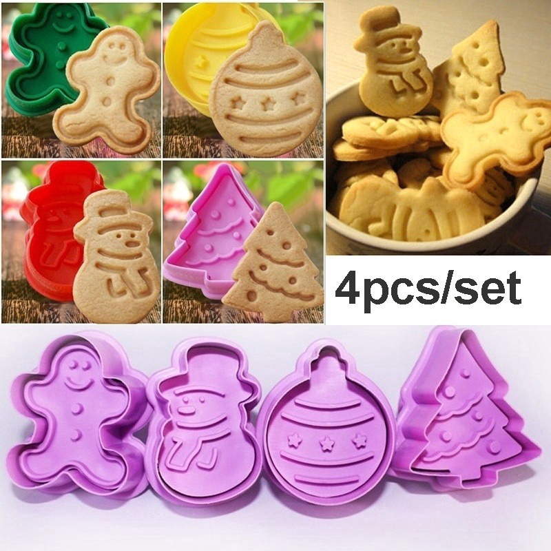 4-pcs-set-cute-christmas-cookie-plunger-cutter-mould-fondant-snowman-xmas-tree-chocolate-baking-mold