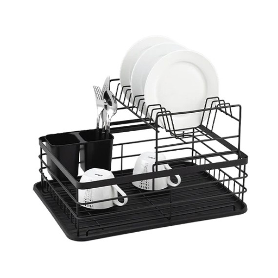 hafele-ตะแกรงคว่ำจาน-สแตนเลส-stainless-dish-rack-ตะแกรงคว่ำจาน-สแตนเลส-พร้อมถาดรองน้ำ-ตะแกรง-พักจาน-ที่คว่ำจาน-สีดำ