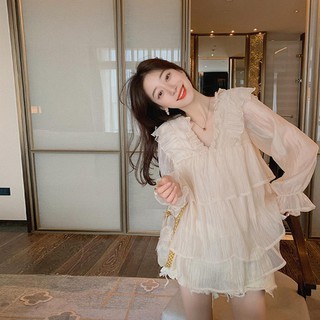 🔥Hot Sale / เสื้อเชิ้ตชีฟองแขนยาวฤดูใบไม้ร่วง หญิงสไตล์ใหม่เกาหลีรุ่นหลวมแขนบานเสื้อแฟชั่นตะวันตกซุปเปอร์
