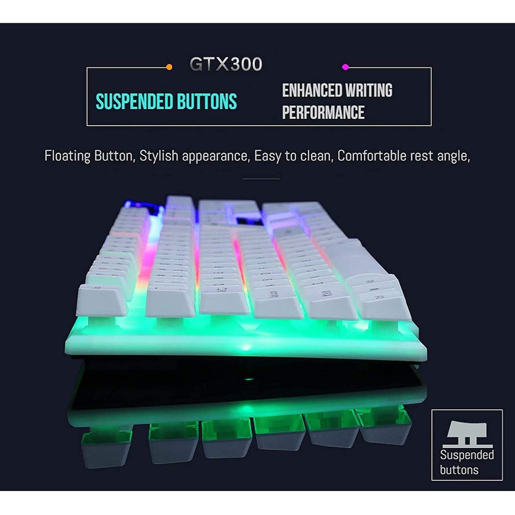 ภาพสินค้าชุดคีย์บอร์ดและเมาส์ ไฟสีรุ้ง  LIMEIDE GTX300 Gaming Keyboard mouse Rainbow RGB LED Illuminated จากร้าน bing55 บน Shopee ภาพที่ 2