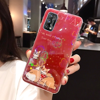 เคสโทรศัพท์ Realme 7 5G 2020 New Casing Cute Cartoon Bear Silicone Colorful Cherry Blossoms Back Cover Phone Case for Realme7 5G