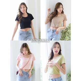 MY​TOP​🌈New in​💚Code: D157 Basic U Crop top เสื้อครอบคอเหลี่ยมทรงเบสิค