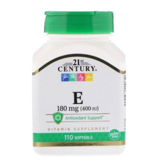 Flash SALE อาหารเสริมเพื่อสุขภาพ 21st Century Vitamin E 180 mg (400 IU) 110 Softgels อาหารเสริมผิวขาว