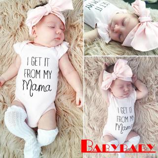 ☀UniSummer Newborn Baby Girls Romper Short Sleeves Bodysuit Headband Outfits Set 0-18M