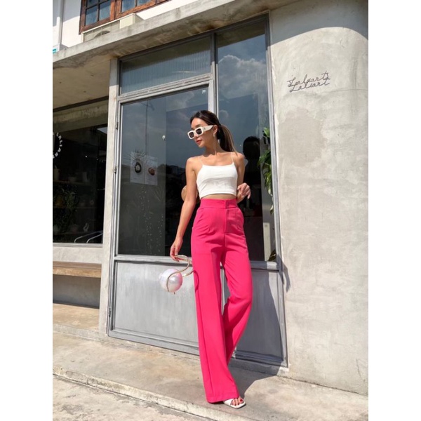 เหลือไม่ครบไซร์-ลดราคา-งานใหม่-dolores-high-waist-pant-กางเกงขากระบอกยาว-กระบอกใหญ่ใส่สวยดูผอมเพรียว-โดดเด่นสีสดใส