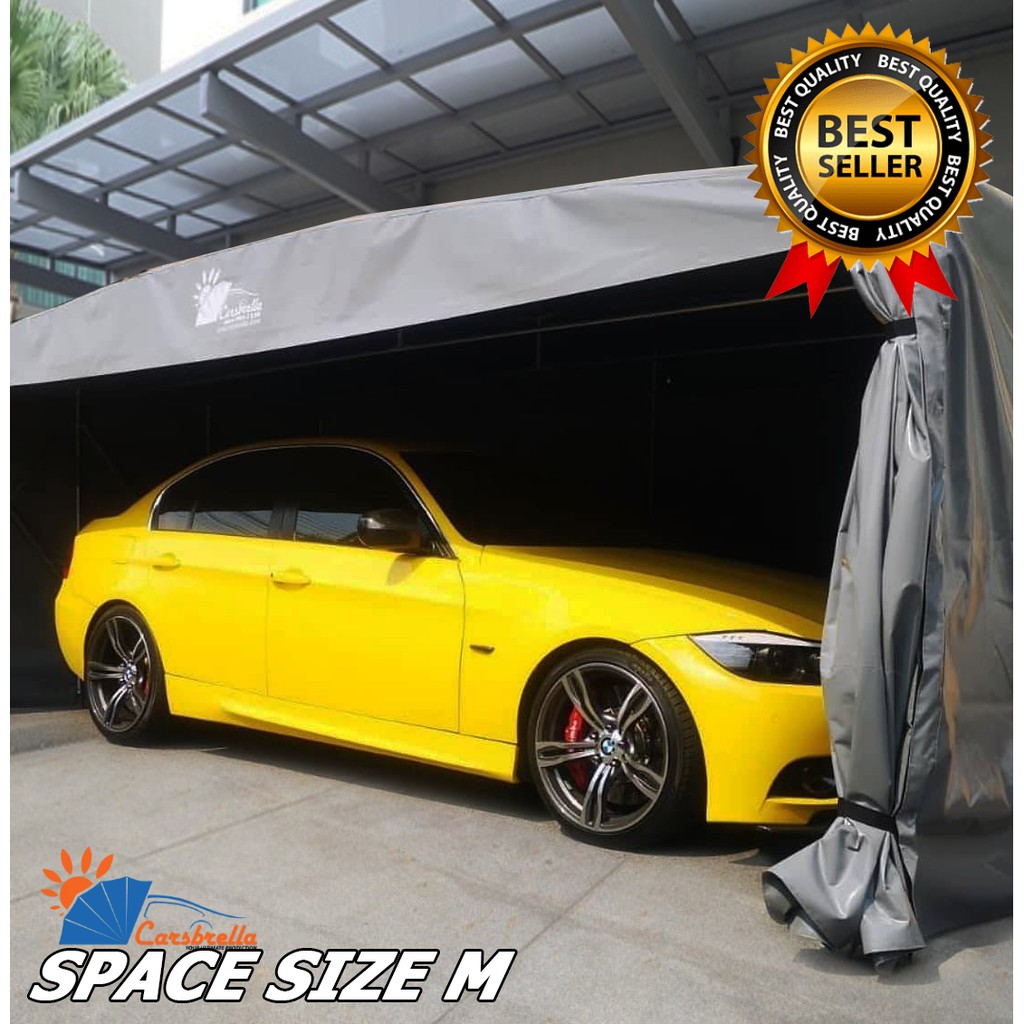 โรงจอดรถสำเร็จรูปพับเก็บได้-carsbrella-รุ่น-space-size-m-สำหรับจอดรถยนต์