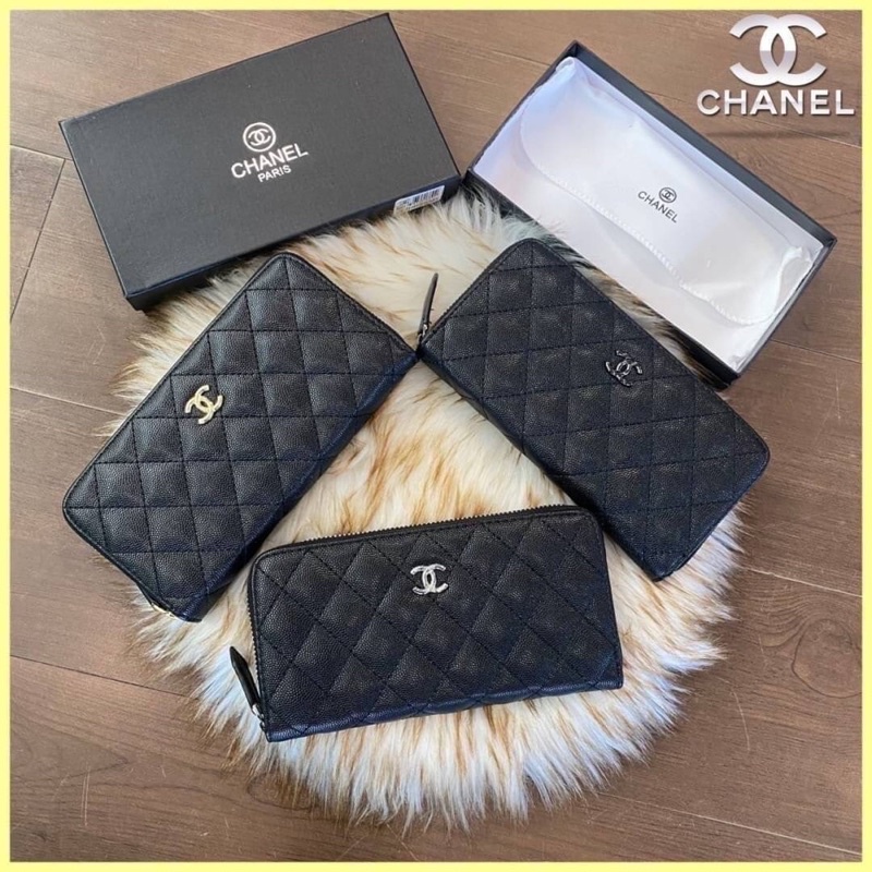 กระเป๋าสตางค์ใบยาวชาแนล-chanel-wallet-หนังคาเวียร์