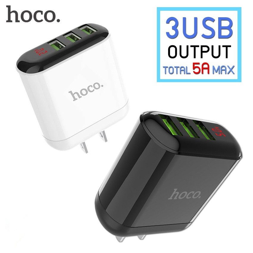 หัวชาร์จ-hoco-charger-รุ่น-hk1-ปลั๊กชาร์จ-3usb-5a-max-พร้อมหน้าจอแสดงผล-led-สินค้าพร้อมจัดส่ง