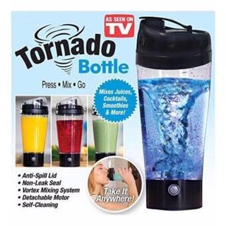 แก้วปั่นอัตโนมัติ กระบอกน้ำเชคอัตโนมัติพกพา🥛ขนาด 450ml TORNADO BOTTLE BLACK PRESS- MIX-GO