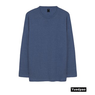 Yuedpao ยอดขาย No.1 รับประกันไม่ย้วย 2 ปี ผ้านุ่ม เสื้อยืดเปล่า เสื้อยืดสีพื้น เสื้อยืดแขนยาว_สีฟ้าคราม