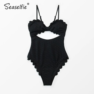 Seaselfie by Cupshe ชุดว่ายน้ำสีดำแฟชั่น
