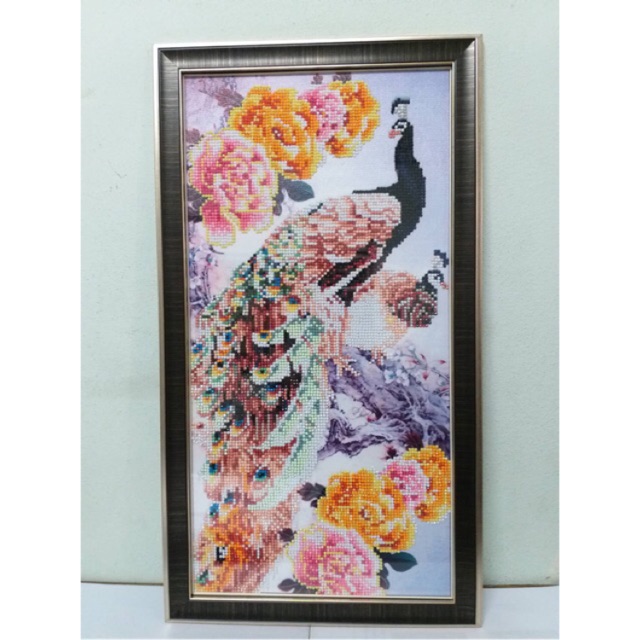 ภาพปักคริสตัล พร้อมกรอบไม้ กว้าง 12" ยาว 22" | Shopee T…
