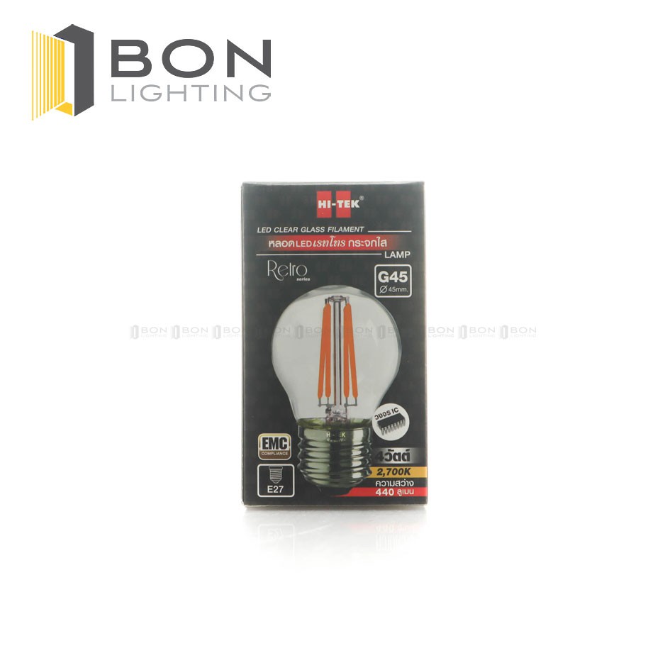 หลอด-led-เรทโทร-วินเทจ-กระจกใส-4-วัตต์-warm-white-hi-tek-รุ่น-hllg45004c-g45-ทรงปิงปอง