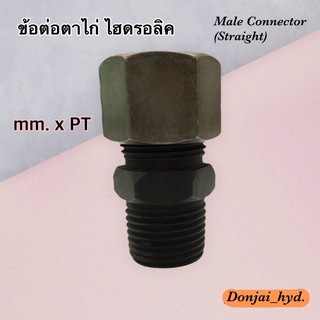 ข้อต่อตาไก่ (รมดำ) ข้อต่อไฮดรอลิค ข้อต่อตรงไฮดรอลิค  Male Connector (Straight) mm. x PT (250 Bar)