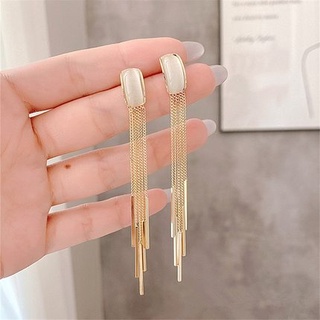 (3Lshop) ต่างหูพู่ยาว โอปอล สไตล์เกาหลี สําหรับผู้หญิง