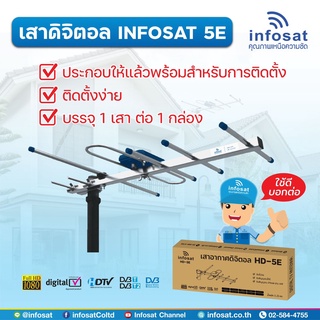 เสาอากาศ ดิจิตอลทีวี 5E by infosat รุ่น HD-5E รองรับระยะจากเสาส่ง 60 กิโลเมตร