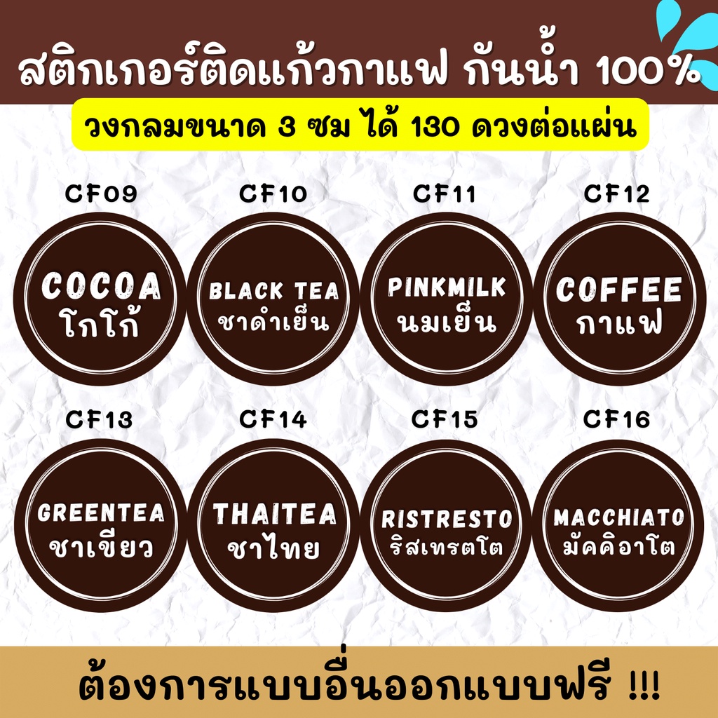 สติกเกอร์กันน้ำ-100-สติ๊กเกอร์ติดแก้วกาแฟ-สไตล์-มินิมอล-minimal-แยกประเภทเครื่องดื่ม-ชา-กาแฟ-cf001