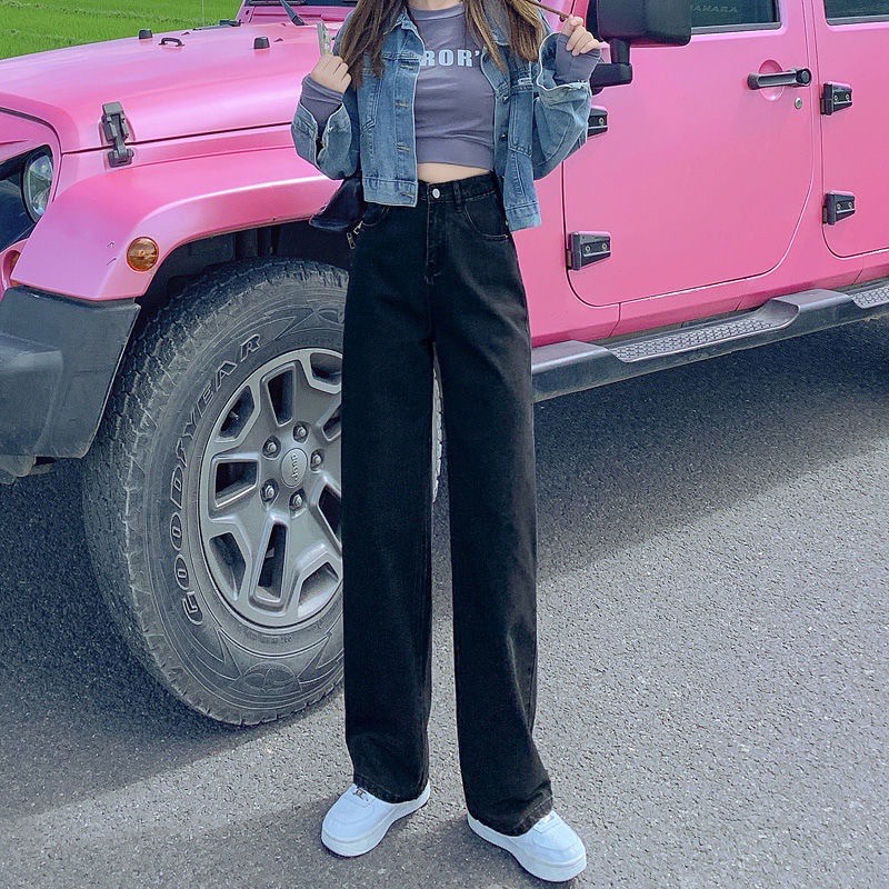 💥YH#528💥มีไซซ์ S-3XL💥กางเกงยีนส์ เอวสูง สไตล์เกาหลี แนววินเทจ เท้ากว้าง กางเกงยีนส์ขายาว สวยๆเก๋ๆ - 3