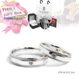 Finejewelthai แหวนเพชร-แหวนเงิน-แหวนคู่-เพชรสังเคราะห์-เงินแท้-Couple-Diamond CZ-Silver-Wedding-Ring - Gift_set66
