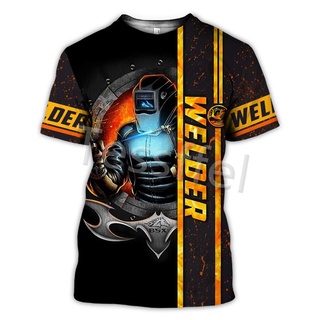 Tessffel เสื้อยืดแขนสั้น พิมพ์ลาย Welder 3D สไตล์ฮาราจูกุ แฟชั่นฤดูร้อน สําหรับผู้ชาย และผู้หญิง -11