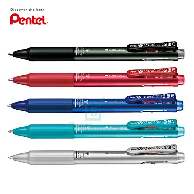 pentel-v-feel-ปากกาลูกลื่น-3-ระบบ-3ไส้-3-สีในด้ามเดียว-หัว0-5มม-เปลี่ยนไส้ได้